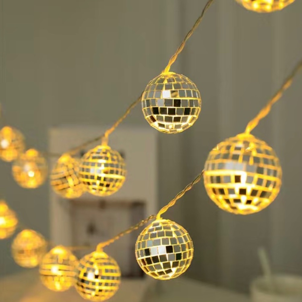 Disco Ball LED String Lights 5ft Warm Tone & Colorful Option Mirrorball NEW
